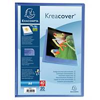Reliure Exacompta Kreacover 5722E, A4, 20 pochettes, bleu transparent, la pièce