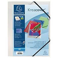 Cart. con elastico Kreacover, A4, con 3 tasche lat. e fascia elastica trasp.