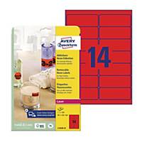 Avery L7263 Label 99.1 X 38.1 Mm Neon Red - Box Of 350