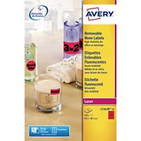 Avery L7263R-25 Neon Labels, 99.1 x 38.1 mm, 14 Labels Per Sheet