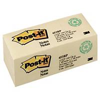 Post-it 653-RP Greener Notes Yellow 1-3/8 inch x 1-7/8 inch- Pack of 12