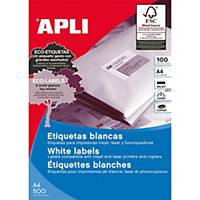 Caja de 4400 etiquetas autoadhesivas APLI 1285 cantos rectos 48,5x25,4mm blancas
