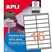 Caja de 1600 etiquetas autoadhesivas APLI 1287 cantos rectos 105x35mm blancas