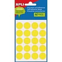 Blíster de 100 etiquetas autoadhesivas en color amarillo APLI con diámetro 19 mm