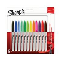 Sharpie Permanent Markers Fine Asst - Pack Of 12
