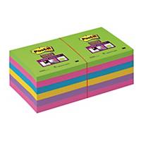 Post-it® Super Sticky Notes assorterede farver, pakke a 12 stk.