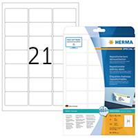 Labels A4 Herma 5074,63,5 x 38,1 mm, detachable, white, package of 525 pcs
