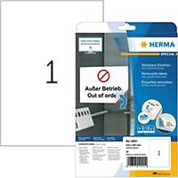 Étiquettes A4 Herma 10021, 210 x 297 mm, détachable, blanc, paq. 25 unités