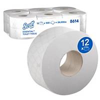 Toilet Roll by Scott® - 12 rolls x 500 2 Ply White Toilet Roll  (8614)