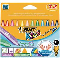 Bic Kids Plastidecor Triangle waskrijt, assorti kleuren, doos van 12 waskrijtjes