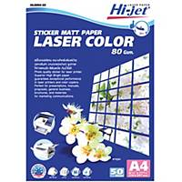 HI-JET Laser Color Sticker Matt Paper A4 80G - Pack of 50 Sheets