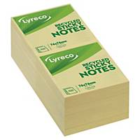 Lyreco Recycled Sticky Notes 75x75mm 100-Sheets Yellow - Pack Of 12