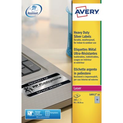 Avery L6012-20 Resistant Labels, 96 x 50.8 mm, 10 Labels Per Sheet