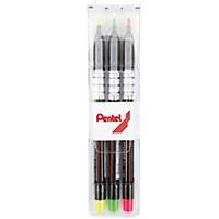 PENTEL ปากกาเน้นข้อความ S512 1-3.5มม. คละสี แพ็ค 3 ด้าม