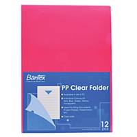 Bantex PP L Shape A4 Folder Pink- Pack of 12