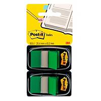 Post-it® Index 6802GRE, vert, 25 x 44 mm, le paquet de 2 distributeurs