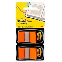 Post-it® Index tabs, oranje, 25 x 44 mm, pak met 2 dispensers van 50 tabs