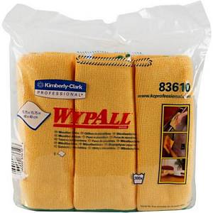 WYPALL ผ้าเช็ดไมโครไฟเบอร์ 40x40 เซนติเมตร สีเหลือง แพ็ค 6 ชิ้น