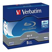 Blu-ray Verbatim 43715, 25GB, Schreibgeschwindigkeit: 6x, Jewel Case, 5 Stück
