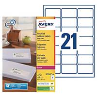Etiquette adresse recyclée Avery - LR7160 - 63,5 x 38,1 mm - blanche - par 2100