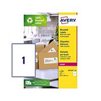 Avery Recycled Labels, 199.6 x 289.1 mm, 1 Label Per Sheet
