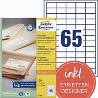 Avery Zweckform LR3666 Recycling Universal-Etiketten, A4 38 x 21,2 mm, naturweiß