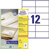 Avery Zweckform LR3424 Recycling Universal-Etiketten, 105 x 48 mm, 12 Stk/ Blatt