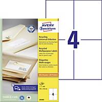 Avery Zweckform újrahasznosított univerzális címke, 105 x 148 mm, 4 címke/ív