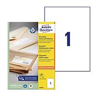 AVERY INKJET/LASER/COPIER LABELS RECYCLED WHITE LR3478 - 210X297MM - BOX OF 100