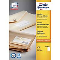 Avery Zweckform LR3478 recylced witte etiketten, 210 x 297 mm, doos van 100