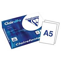 Papier blanc A5 Clairefontaine Clairalfa - 80 g - ramette 500 feuilles