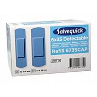 Salvequick 6735 detectable plasters blue-box of 6x35 plasters