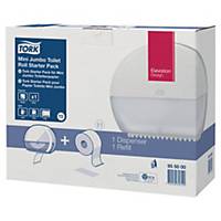 Pack de démarrage distributeur Tork Mini Jumbo T2 avec papier toilette, blanc