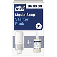 Starter Pack savon liquide et spray Tork avec 1 recharge de savon liquide, blanc