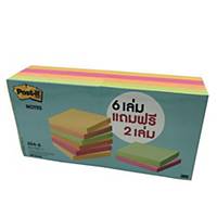 POST-IT 654-6VAD NEON NOTES 3  X3   ASSORTED COLOURS - PACK OF 8