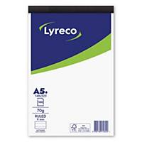 Lyreco schrijfblok FSC, A5+, gelijnd, geniet, 100 vellen