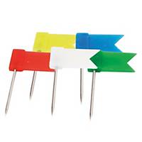 Flag Push Pins Assorted Colours - Pack of 50