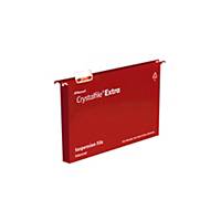 Rexel Crystalfile Extra Foolscap Suspension File 30mm Base Red – Pk 25