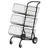 Post Cart with 3 Baskets, 62 x 46 x 95 cm, chrome