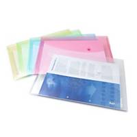 Assorted Pastel Foolscap Polypropylene Popper Wallets - Pack of 5