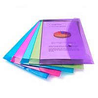 Assorted Bright Foolscap Polypropylene Popper Wallets - Pack of 5