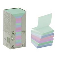 Post It 100 Percent Recycled Z Notes 76 X 76Mm Pastel - Pack Of 16 Pads