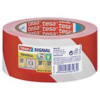Advarselstape Tesa, 50 mm x 66 m, rød/hvid