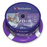 VERBATIM DVD+R PRINTABLE 4.7GB 16X - SPINDLE OF 25