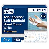 Tork Xpress H2 White 2 Ply Advanced Multifold Hand Towel - Pack of 21 X 150