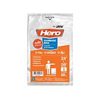 ฮีโร่ HERO ถุงขยะใส 24X28 นิ้ว สีใส แพ็ค 20 ใบ