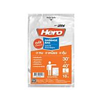 ฮีโร่ HERO ถุงขยะใส 30X40 นิ้ว สีใส แพ็ค 10 ใบ
