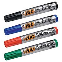 Bic® 2000 permanente markers, ronde punt, assorti kleuren, etui van 4 stuks