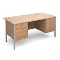 Maestro25 SL straight desk with 2 and 3 drawer ped 1600mm beechDel Only Excl NI