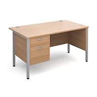Maestro 25 SL straight desk with 2 drawer pedestal 1400mm beech Del Only Excl NI
